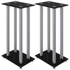 vidaXL Speaker Stands 2 pcs Black&Silver Tempered Glass 4 Pillars Design