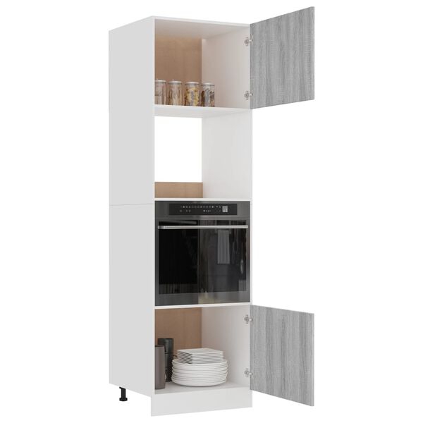 vidaXL Microwave Cabinet Lyon Grey Sonoma 60x57x207 cm Engineered Wood