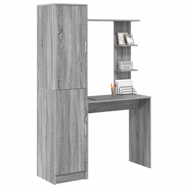 vidaXL Desk 2 pcs Grey Sonoma