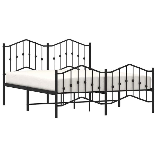 vidaXL Metal Bed Frame without Mattress with Footboard&nbsp;Black 140x200cm