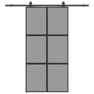 vidaXL Sliding Door with Hardware Set Black 102.5x205 cm Tempered Glass