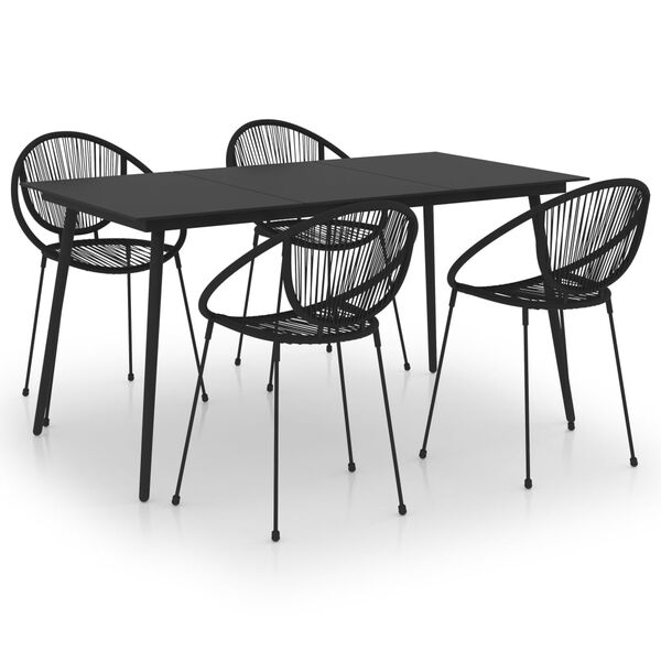 vidaXL 5 Piece Outdoor Dining Set PVC Rattan Black