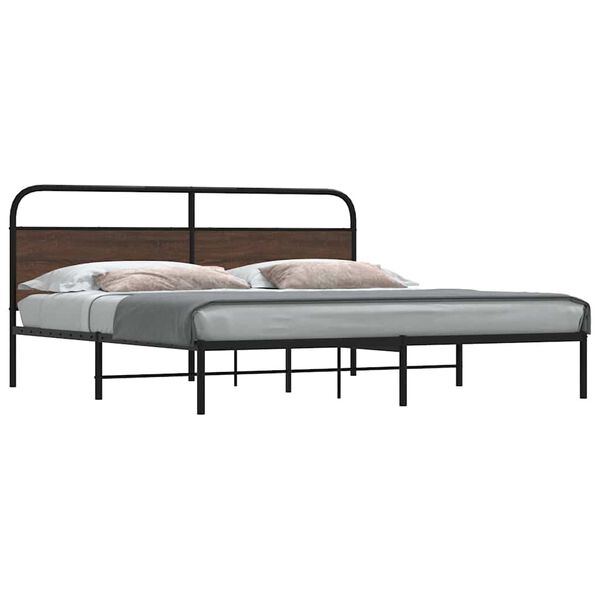 vidaXL Metal Bed Frame without Mattress Brown Oak 200x200 cm