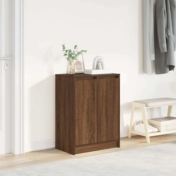 vidaXL Shoe Cabinet Brown Oak 57x34x76 cm Engineered Wood