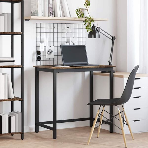 vidaXL Table Smoked Oak 100 x 50 x 76.5 cm Engineered Wood and Steel