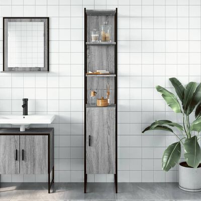 vidaXL Bathroom Cabinet Grey Sonoma 33x33x185.5 cm Engineered Wood
