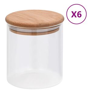 vidaXL Storage Glass Jars with Bamboo Lid 6 pcs 600 ml