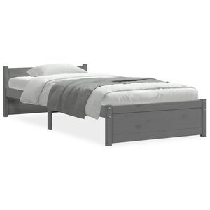 vidaXL Bed Frame without Mattress Grey Solid Wood 75x190 cm Small Single Small Single