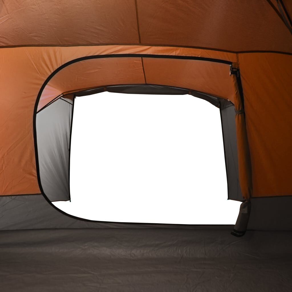 vidaXL Family Tent with Porch 6 Person Grey and Orange Waterproof vidaXL