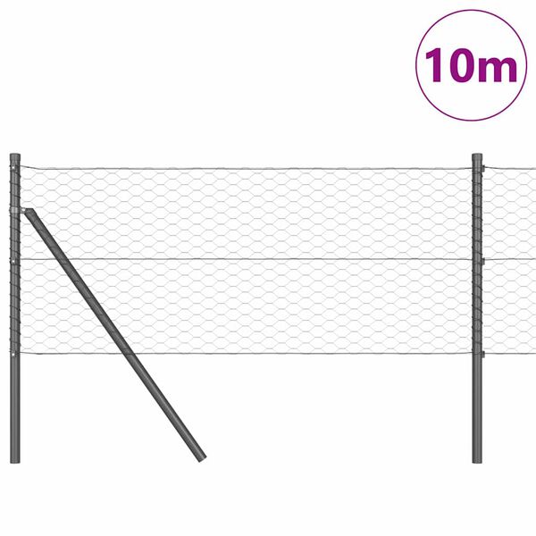vidaXL Fence Post Grey 10 x 0.6 m (36 mm mesh) Steel and PVC