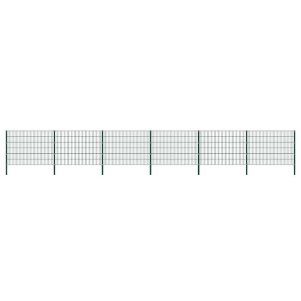 vidaXL Fence Panel with Posts Iron 1040x120 cm Green