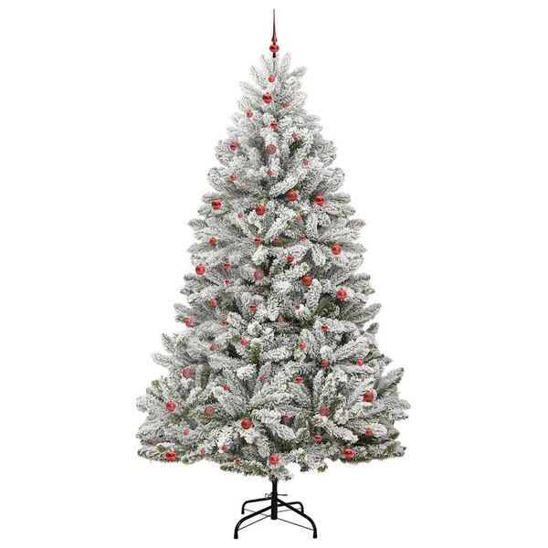 vidaXL Artificial Christmas Tree Green and White 300 cm PVC and Metal