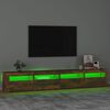 vidaXL TV Cabinet with LED Lights Smoked Oak 240x35x40 cm
