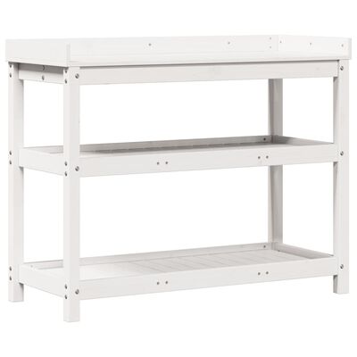 vidaXL Potting Table with Shelves White 108x45x86.5 cm Solid Wood Pine