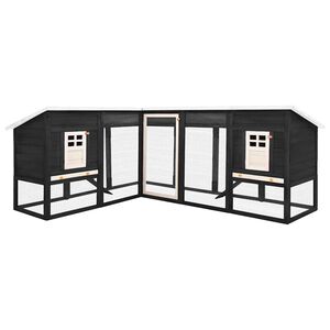 vidaXL Outdoor Rabbit Hutch with Run Grey and White Solid Fir Wood