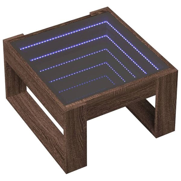 vidaXL Coffee Table with Infinity LED Brown Oak 50x53x30 cm