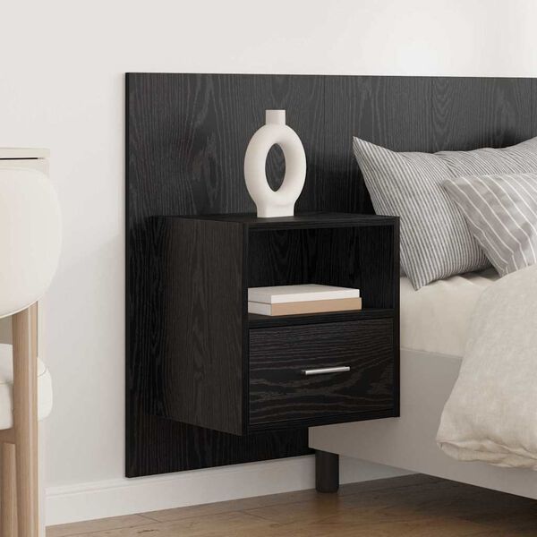vidaXL Headboard with Cabinet 3 pcs Black Oak Engineered Wood