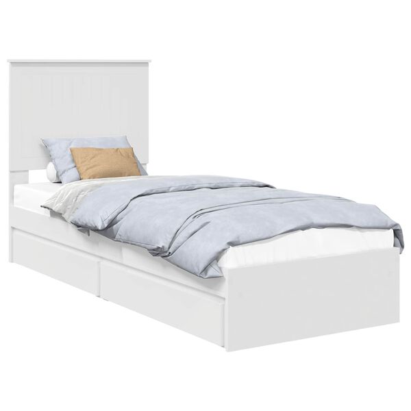vidaXL Storage Bed with Headboard White 75 x 190 cm Engineered Wood