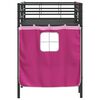vidaXL Kids'Loft Bed Frame with Curtains Black and Pink 74.5 x 190 cm