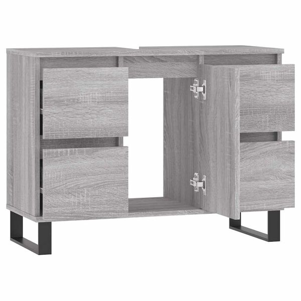 vidaXL Bathroom Cabinet Grey Sonoma 80x33x60 cm Engineered Wood