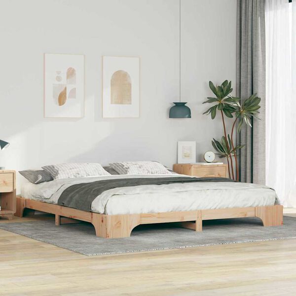 vidaXL Bed Frame Brown 200 x 210 cm Solid Pine Wood