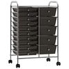 vidaXL XXL 15-Drawer Mobile Storage Trolley Black Plastic