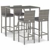 vidaXL 5 Piece Garden Bar Set with Cushions Grey Poly Rattan
