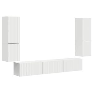 vidaXL TV Cabinet Set Wall-mounted 4 pcs White Engineered Wood