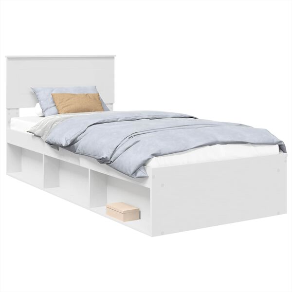 vidaXL Bed Frame with Headboard White 90 x 190 cm Engineered wood
