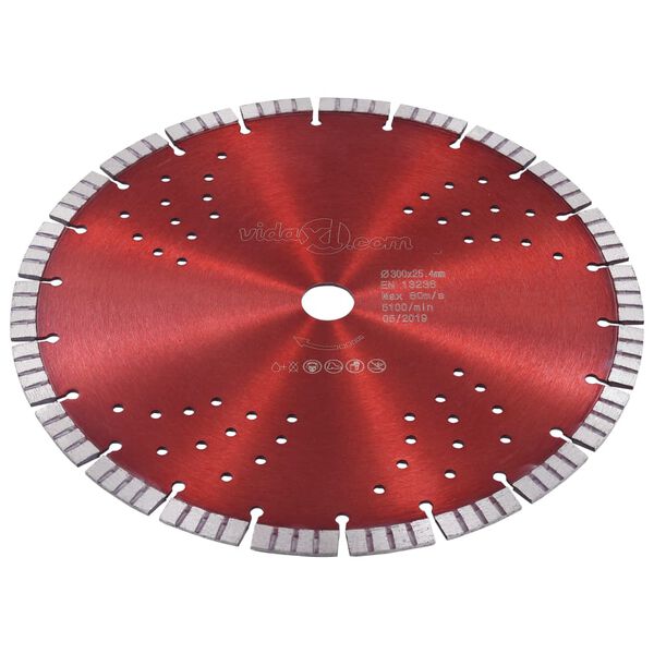 vidaXL Diamond Cutting Disc with Turbo and Holes Steel 300 mm
