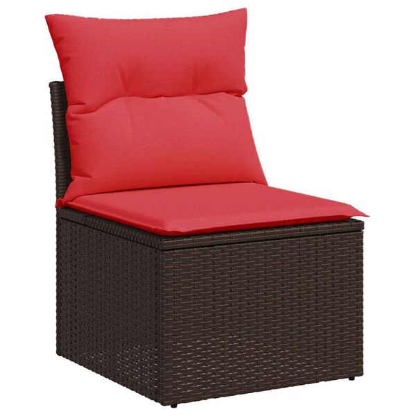 vidaXL Garden Sofa with Cushion 3 pcs Brown Poly rattan
