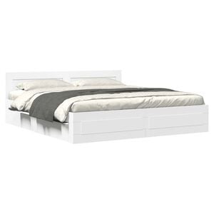 vidaXL Bed Frame with Headboard without Mattress White 200x200 cm
