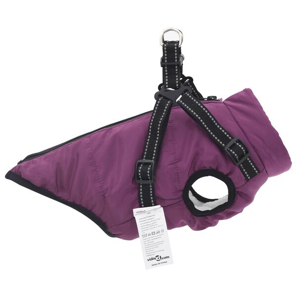 vidaXL Dog Coat with Harness Purple L36 Fleece and Polyester