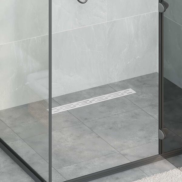 vidaXL Shower Drain Line Design with 360&deg; Siphon Silver 60 cm