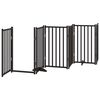 vidaXL Dog Gate with Door Foldable 15 Panels Black 750 cm Poplar Wood