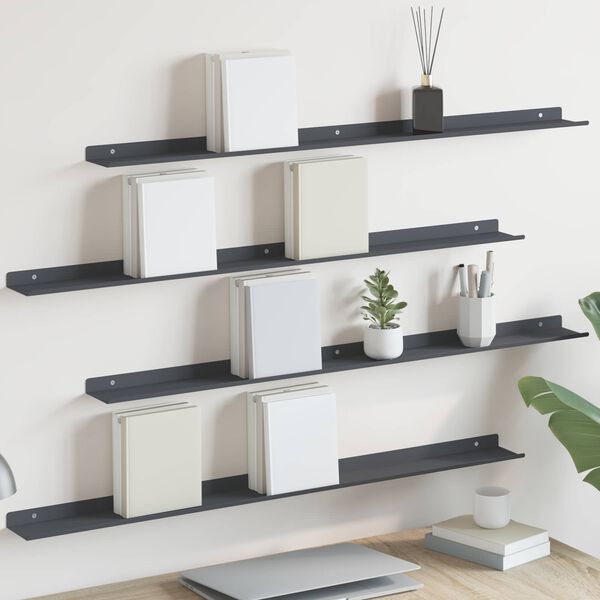 vidaXL Floating Shelf 4 pcs Anthracite 100 x 9 x 2.5 cm Steel