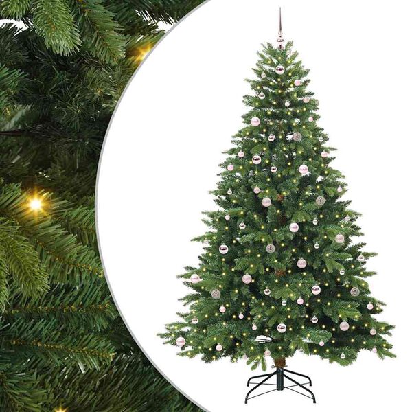 vidaXL Artificial Christmas Tree with 300 LEDs Green 240 cm PE and PVC