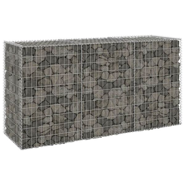 vidaXL Gabion Wall with Covers Galvanised Steel 200x60x100 cm