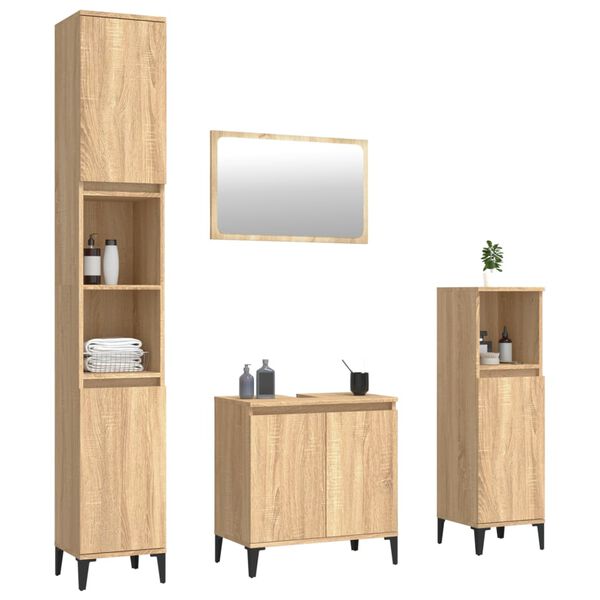 vidaXL 4 Piece Bathroom Furniture Set Sonoma Oak Engineered Wood