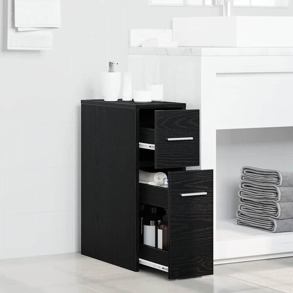 vidaXL Bathroom Furniture Set Wall-mounted Black Oak 22 x 44 x 61.5 cm