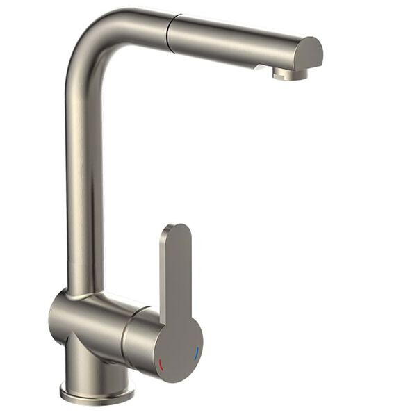 SCH&Uuml;TTE Sink Mixer with Pull-out Spray LONDON Low Pressure Stainless Steel Look