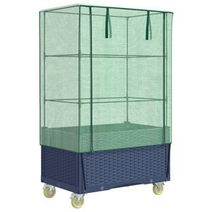 vidaXL Raised Bed with Cover and Wheels Rattan Look 80x50x182 cm