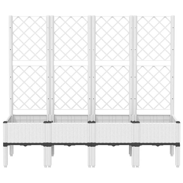 vidaXL Garden Planter with Trellis White 160x40x142 cm PP