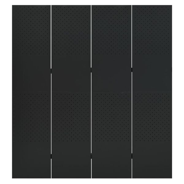 vidaXL 4-Panel Room Divider Black 160x180 cm Steel