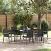 vidaXL Garden Dining Set 7 pcs Black Powder-coated Steel
