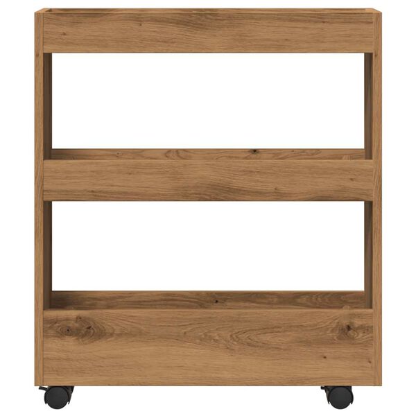 vidaXL Narrow Storage Trolley 3 Tier Artisian Oak Engineered Wood