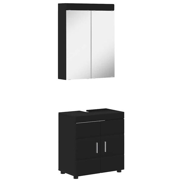 vidaXL Bathroom Furniture Set with Shelf TULUM Black Engineered Wood