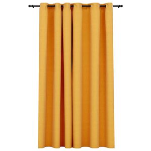 vidaXL Linen-Look Blackout Curtains with Grommets Yellow 290x245cm