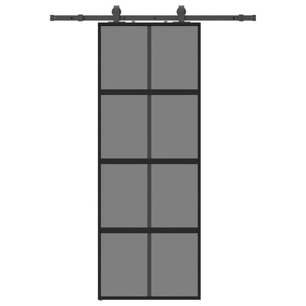 vidaXL Sliding Door with Hardware Set Black 76x205 cm Tempered Glass
