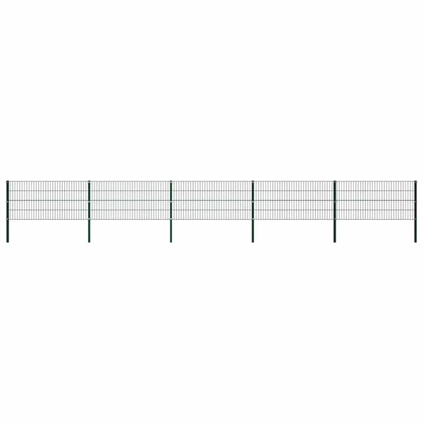 vidaXL Fence Panel with Posts Iron 867x80 cm Green